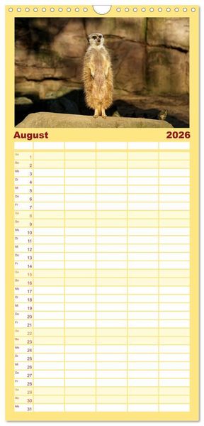 Produktbild: Familienplaner 2026 - Erdm&auml;nnchen - Zusammen sind wir stark mit 5 Spalten (Wandkalender, 21 x 45 cm) CALVENDO