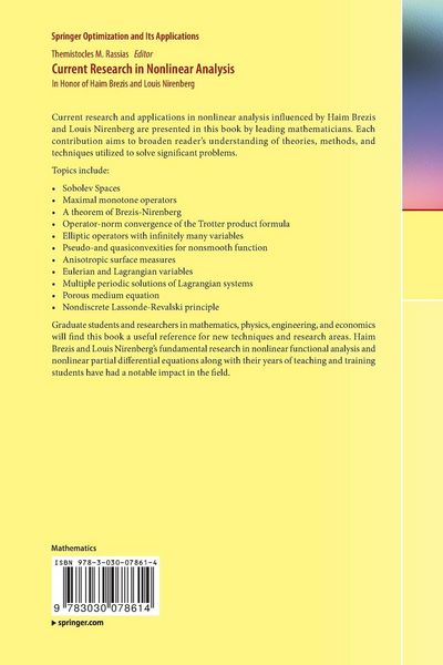 Produktbild: Current Research in Nonlinear Analysis