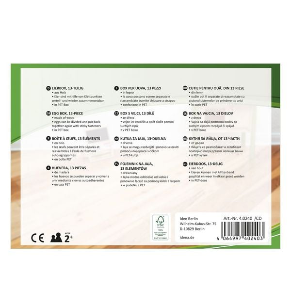 Produktbild: Idena Eierbox mit 6 Eiern aus Holz schneidbar
