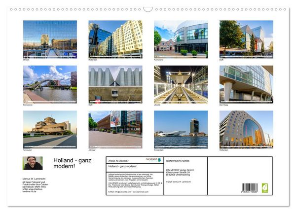 Produktbild: Holland - ganz modern! (Wandkalender 2026 DIN A2 quer), CALVENDO Monatskalender