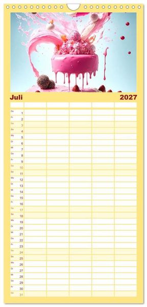 Produktbild: Familienplaner 2027 - Tortenschlacht - s&uuml;&szlig;e Versuchung mit 5 Spalten (Wandkalender, 21 x 45 cm) CALVENDO