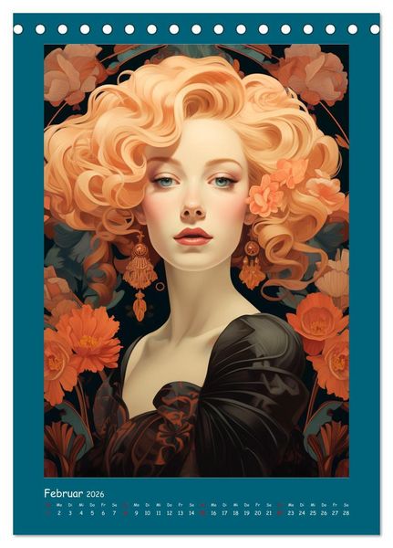 Produktbild: Glanz der Filmdiven. Art Nouveau Paintings im Poster-Stil (Tischkalender 2026 DIN A5 hoch), CALVENDO Monatskalender