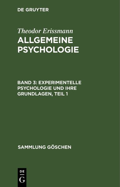 Produktbild: Experimentelle Psychologie und ihre Grundlagen, Teil 1