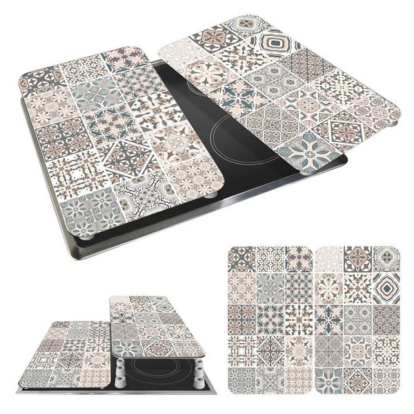 Produktbild: Herdabdeckplatte Universal Mod. Kachel, 2er Set, f&uuml;r alle Herdarten geeignet