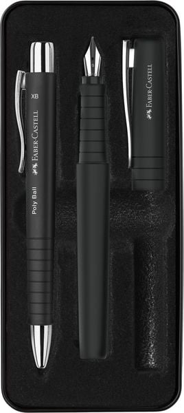 Produktbild: Faber-Castell Geschenkset F&uuml;ller + Kugelschreiber Poly Ball Pen black