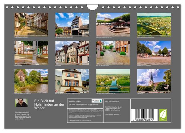 Produktbild: Ein Blick auf Holzminden an der Weser (Wandkalender 2026 DIN A4 quer), CALVENDO Monatskalender