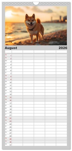 Produktbild: Familienplaner 2026 - Shiba Inu - Stolz und Anmut mit 5 Spalten (Wandkalender, 21 x 45 cm) CALVENDO