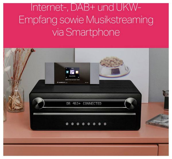 Produktbild: Albrecht DR 463+ Internet Radio-Adapter DAB+, Internetradio, UKW, WLAN Inkl. Fernbedienung, Spotify Anthrazit