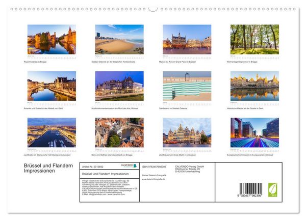 Produktbild: Br&uuml;ssel und Flandern Impressionen (hochwertiger Premium Wandkalender 2026 DIN A2 quer), Kunstdruck in Hochglanz