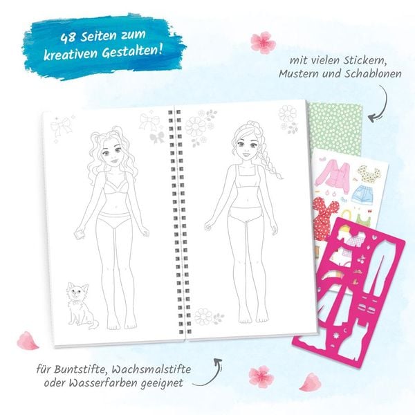 Produktbild: Tr&ouml;tsch Malbuch mit Schablonen und Stickern Mein Style Romantik