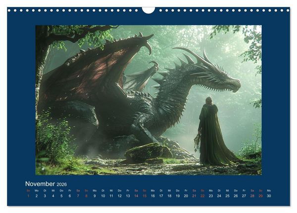 Produktbild: Drachenkrieger (Wandkalender 2026 DIN A3 quer), CALVENDO Monatskalender