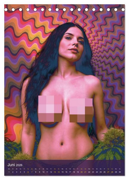 Produktbild: Psychodelic -Sexy Girls & Cannabis (Tischkalender 2026 DIN A5 hoch), CALVENDO Monatskalender