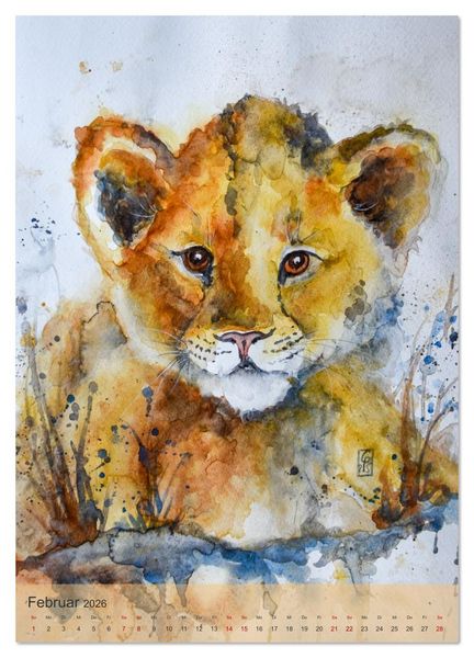 Produktbild: Tiere in Aquarell portraitiert (Wandkalender 2026 DIN A4 hoch), CALVENDO Monatskalender
