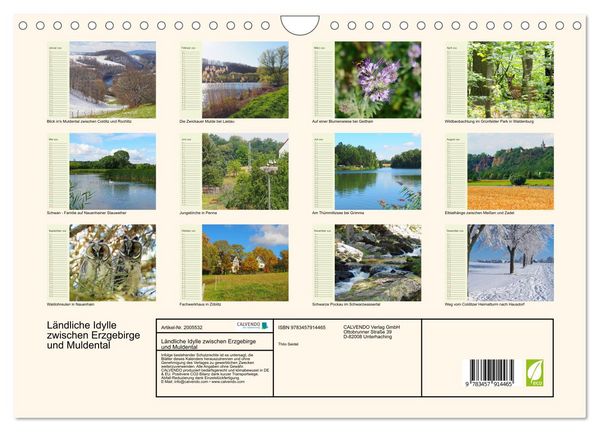 Produktbild: L&auml;ndliche Idylle zwischen Erzgebirge und Muldental (Wandkalender 2026 DIN A4 quer), CALVENDO Monatskalender