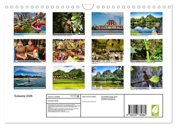 Produktbild: Sulawesi 2026 (Wandkalender 2026 DIN A4 quer), CALVENDO Monatskalender
