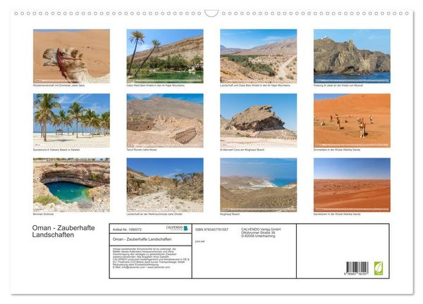 Produktbild: Oman - Zauberhafte Landschaften (Wandkalender 2026 DIN A2 quer), CALVENDO Monatskalender