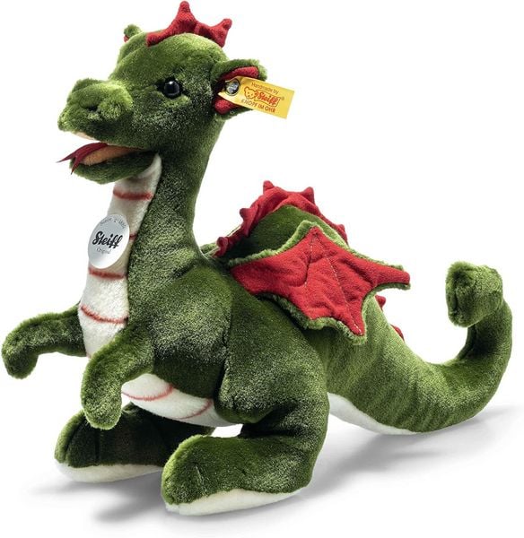 Steiff 067198 - Drache Rocky, grün/mehrfarbig, 32 cm