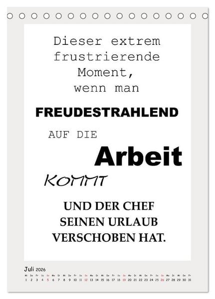 Produktbild: Spr&uuml;chekalender. Witziges f&uuml;rs B&uuml;ro (Tischkalender 2026 DIN A5 hoch), CALVENDO Monatskalender