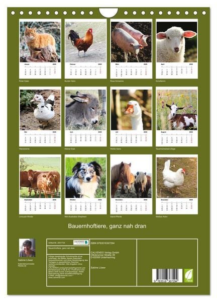 Produktbild: Bauernhoftiere, ganz nah dran (Wandkalender 2026 DIN A4 hoch), CALVENDO Monatskalender