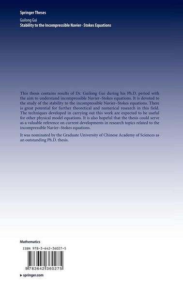 Produktbild: Stability to the Incompressible Navier-Stokes Equations