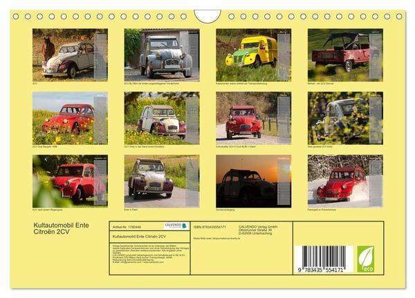Produktbild: Kultautomobil Ente Citro&euml;n 2CV (Wandkalender 2025 DIN A4 quer), CALVENDO Monatskalender