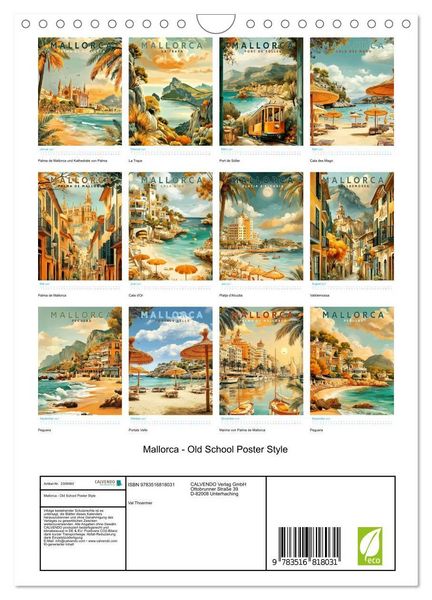 Produktbild: Mallorca - Old School Poster Style (Wandkalender 2027 DIN A4 hoch), CALVENDO Monatskalender