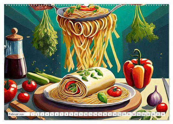 Produktbild: Nudel Varianten (Wandkalender 2026 DIN A2 quer), CALVENDO Monatskalender