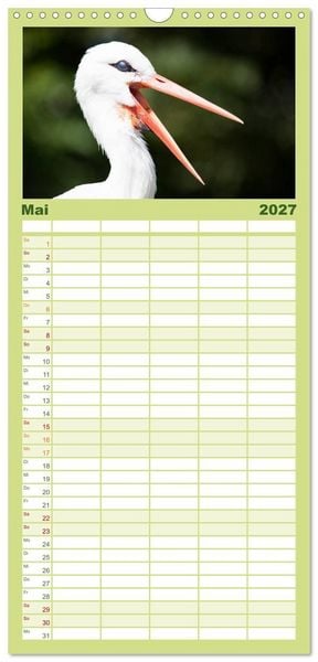 Produktbild: Familienplaner 2027 - Tierkalender 2027 mit 5 Spalten (Wandkalender, 21 x 45 cm) CALVENDO