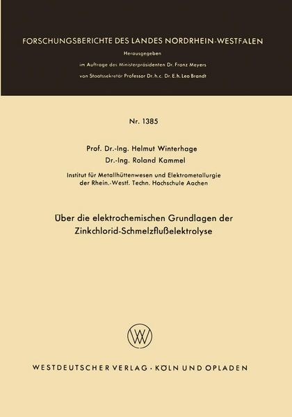 Produktbild: &Uuml;ber die elektrochemischen Grundlagen der Zinkchlorid-Schmelzflu&szlig;elektrolyse