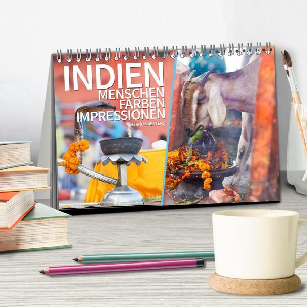 Produktbild: INDIEN Menschen Farben Impressionen (Tischkalender 2026 DIN A5 quer), CALVENDO Monatskalender