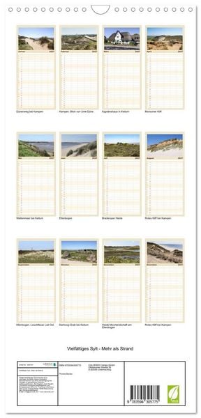 Produktbild: Familienplaner 2027 - Vielf&auml;ltiges Sylt - Mehr als Strand mit 5 Spalten (Wandkalender, 21 x 45 cm) CALVENDO