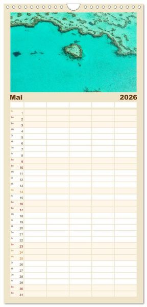 Produktbild: Familienplaner 2026 - Australien - Der vielseitige Osten mit 5 Spalten (Wandkalender, 21 x 45 cm) CALVENDO