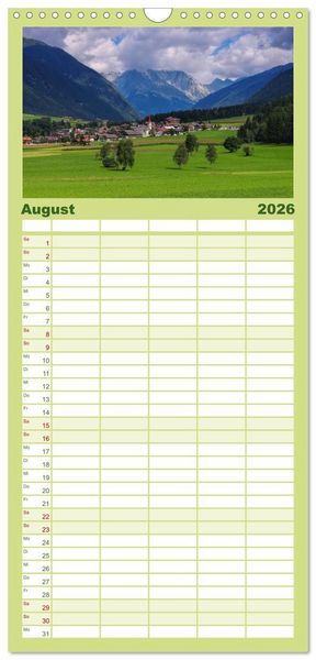 Produktbild: Familienplaner 2026 - Pustertal - Das gr&uuml;ne Tal S&uuml;dtirols mit 5 Spalten (Wandkalender, 21 x 45 cm) CALVENDO