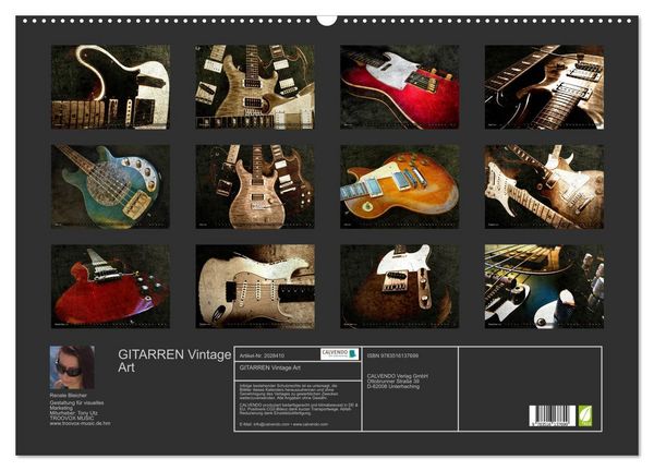 Produktbild: GITARREN Vintage Art (Wandkalender 2026 DIN A2 quer), CALVENDO Monatskalender