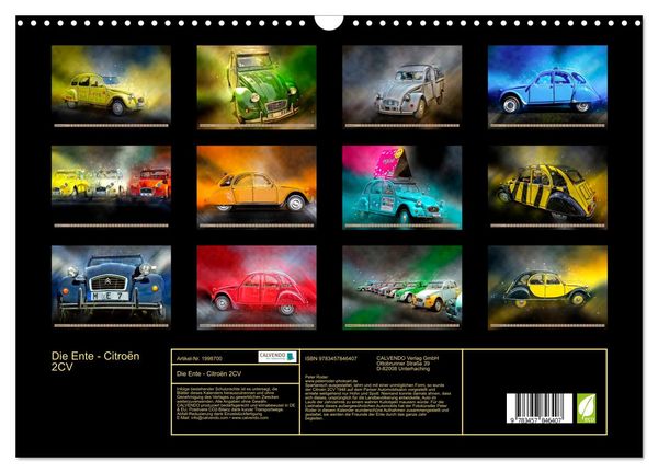 Produktbild: Die Ente - Citro&euml;n 2CV (Wandkalender 2026 DIN A3 quer), CALVENDO Monatskalender