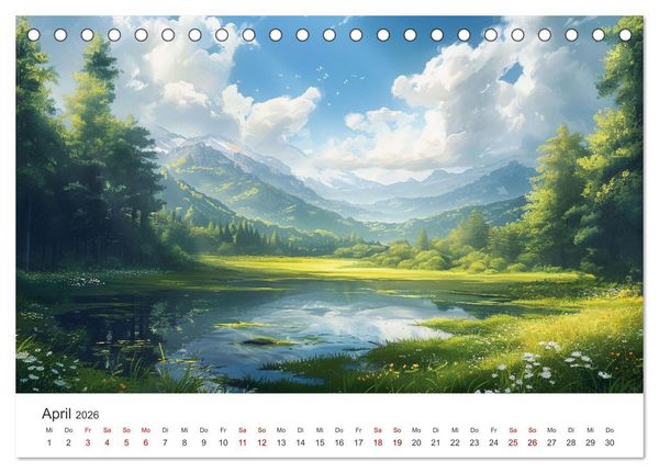 Produktbild: Anime - Welten: Eine Reise durch vertr&auml;umte Welten (Tischkalender 2026 DIN A5 quer), CALVENDO Monatskalender
