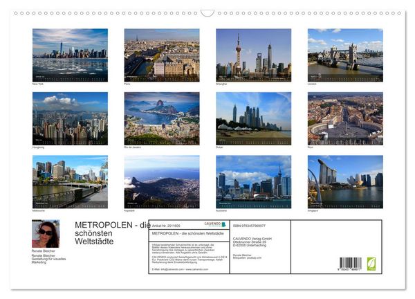 Produktbild: METROPOLEN - die sch&ouml;nsten Weltst&auml;dte (Wandkalender 2026 DIN A2 quer), CALVENDO Monatskalender