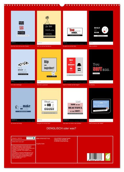 Produktbild: DENGLISCH oder was? (hochwertiger Premium Wandkalender 2026 DIN A2 hoch), Kunstdruck in Hochglanz