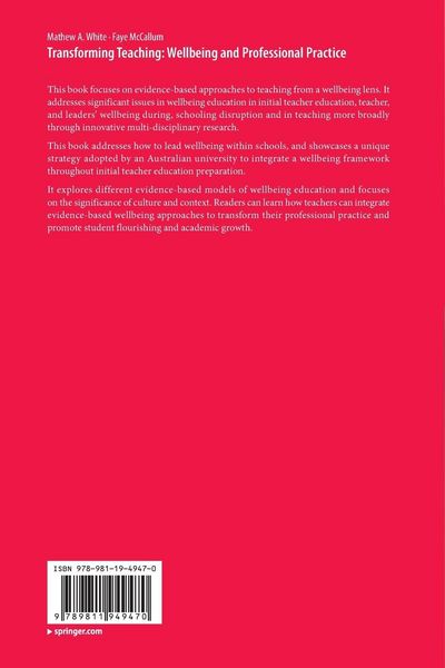 Produktbild: Transforming Teaching: Wellbeing and Professional Practice