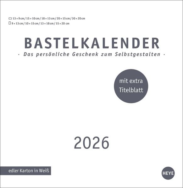 Produktbild: Premium-Bastelkalender weiß groß 2026