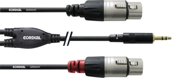 Cordial Audio Adapterkabel [1x Klinkenstecker 3.5mm - 2x XLR-Buchse] 3.00m Schwarz