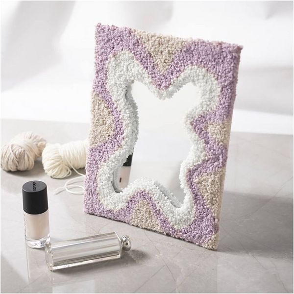 Produktbild: Creativ Company DIY Sets Sticken & Nadelstanzen Kreativ Set Punch Needle, Pastellfarben, Spiegel, Kreativ Box