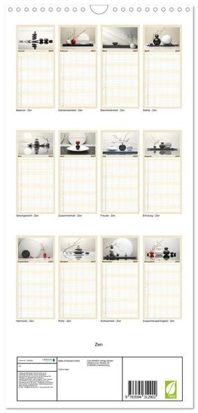 Produktbild: Familienplaner 2027 - Zen mit 5 Spalten (Wandkalender, 21 x 45 cm) CALVENDO