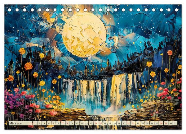 Produktbild: Blumenn&auml;chte im Mondlicht - Poesie des Himmels und der Erde (Tischkalender 2026 DIN A5 quer), CALVENDO Monatskalender