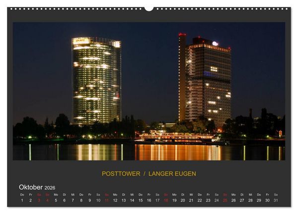 Produktbild: BONNER NACHTFARBEN (hochwertiger Premium Wandkalender 2026 DIN A2 quer), Kunstdruck in Hochglanz