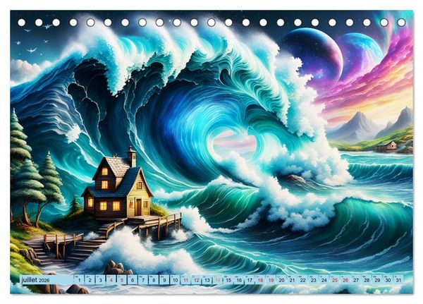 Produktbild: Vagues en col&egrave;re (Calendrier de bureau 2026 DIN A5 vertical), CALVENDO calendrier mensuel