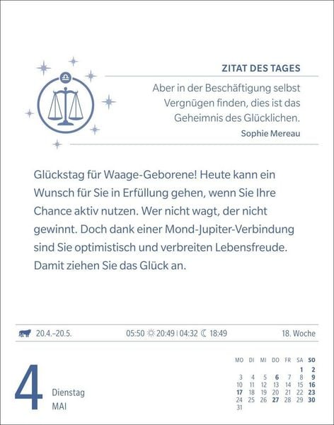 Produktbild: Waage Sternzeichenkalender 2027 - Tagesabrei&szlig;kalender - Ihr Horoskop f&uuml;r jeden Tag