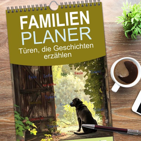 Produktbild: Familienplaner 2026 - T&uuml;ren, die Geschichten erz&auml;hlen mit 5 Spalten (Wandkalender, 21 x 45 cm) CALVENDO