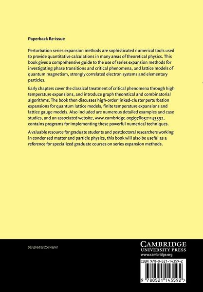 Produktbild: Series Expansion Methods for Strongly Interacting Lattice Models