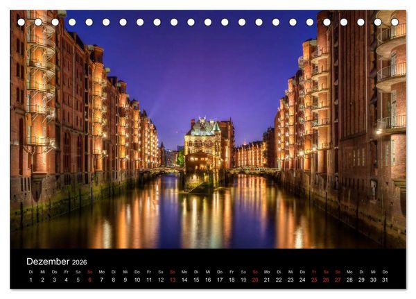Produktbild: Hamburg - Lichter der Nacht (Tischkalender 2026 DIN A5 quer), CALVENDO Monatskalender